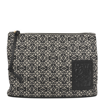 LOEWE Jacquard Anagram Calfskin Pouch Blue Beige