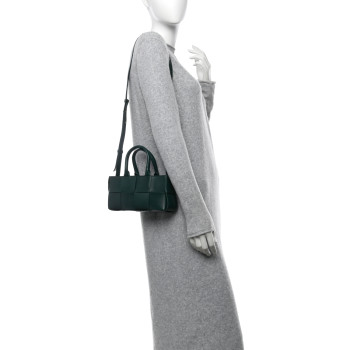 BOTTEGA VENETA Nappa Maxi Intreccio Mini Arco East West Tote Emerald Green