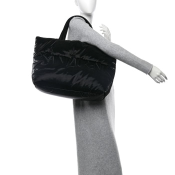 SAINT LAURENT Silktech Canvas Wide Puffer Tote Black