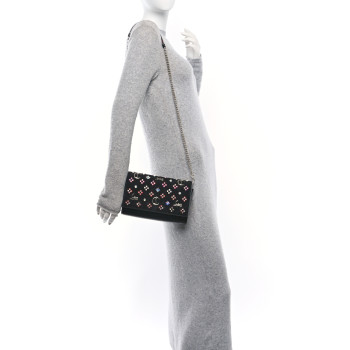 CHRISTIAN LOUBOUTIN Calfskin Spikes Loubinthesky Paloma Clutch Black Multicolor