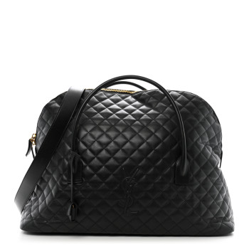 SAINT LAURENT Calfskin Quilted ES Giant Travel Bag Black