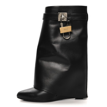 GIVENCHY Calfskin Shark Lock Ankle Boots 36 Black