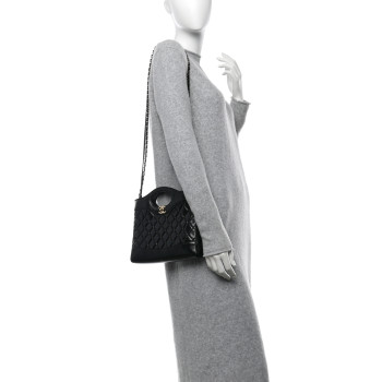 CHANEL Shiny Crumpled Calfskin Quilted Mini 31 Shopping Bag Black