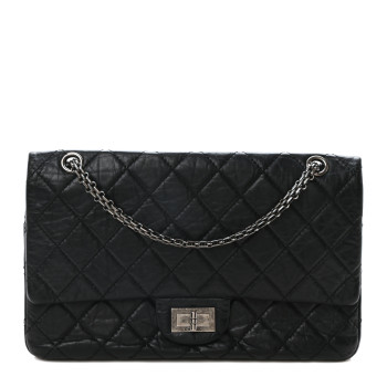 CHANEL Aged Calfskin Quilted 2.55 Reissue 226 Flap Black
