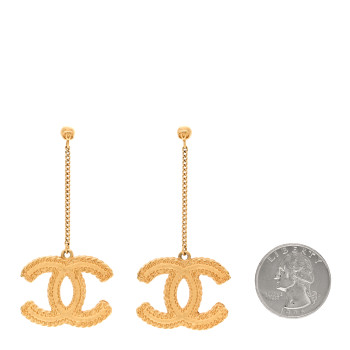CHANEL CC Drop Earrings Matte Gold