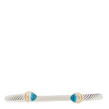 DAVID YURMAN Sterling Silver 14K Yellow Gold Blue Topaz 5mm Cable Classics Bracelet