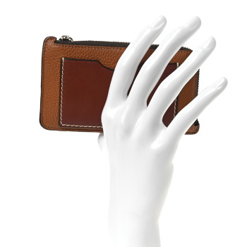 LOEWE Calfskin Zipped Card Coin Holder Light Camel