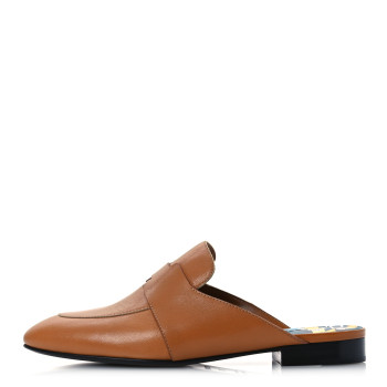 HERMES Goatskin Womens Catena Mules 37.5 Beige Dore