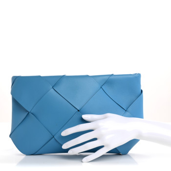 BOTTEGA VENETA Nappa Maxi Blown Up Intrecciato Pouch Clutch Swimming Pool