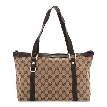 GUCCI Monogram Medium Abbey Tote Dark Brown