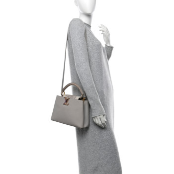 LOUIS VUITTON Taurillon Snakeskin Mother of Pearl Capucines BB Grey