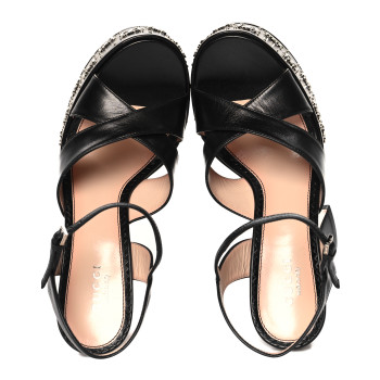GUCCI Malaga Kid Interlocking G Studs 155mm Platform Sandals 36 Perfect Black