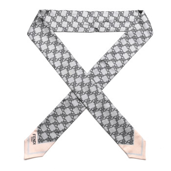 FENDI Silk FF Karligraphy Wrappy Bandeau Grey