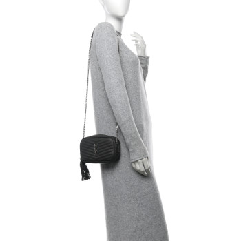 SAINT LAURENT Grain De Poudre Matelasse Monogram Mini Lou Camera Bag Storm