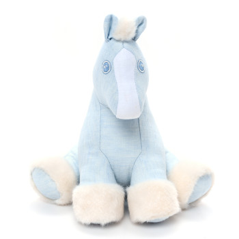 HERMES Linen Baby Hermy Plush Toy Bleu Glacier
