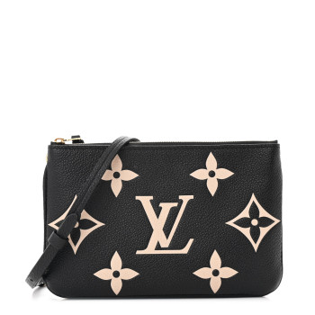 LOUIS VUITTON Empreinte Monogram Giant Double Zip Pochette Black Cream