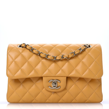 CHANEL Caviar Quilted Small Double Flap Yellow