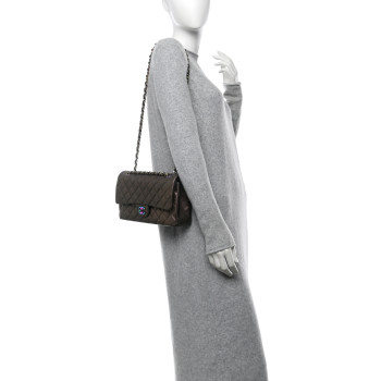 CHANEL Iridescent Goatskin Quilted Medium Double Flap Bronze