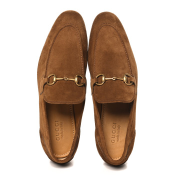 GUCCI Suede Horsebit Mens Jordaan Loafers 11 Pepper Brown