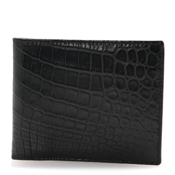 BOTTEGA VENETA Crocodile Bi-Fold Wallet Black