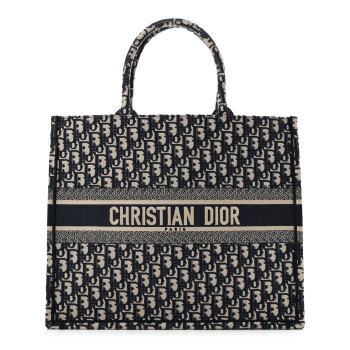 CHRISTIAN DIOR Oblique Large Book Tote Blue Multicolor