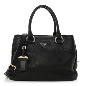 PRADA Vitello Phenix Top Handle Bag Black