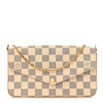 LOUIS VUITTON Damier Azur Pochette Felicie Chain Wallet Rose Ballerine