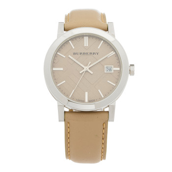 BURBERRY Stainless Steel Calfskin 38mm Heritage Quartz Watch Champagne BU9010