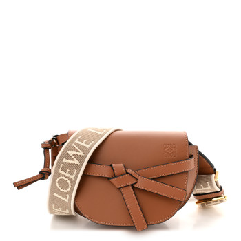 LOEWE Calfskin Jacquard Mini Gate Dual Bag Tan