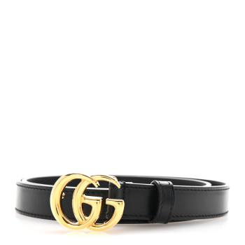 GUCCI Calfskin Double G 20mm Belt 75 30 Black