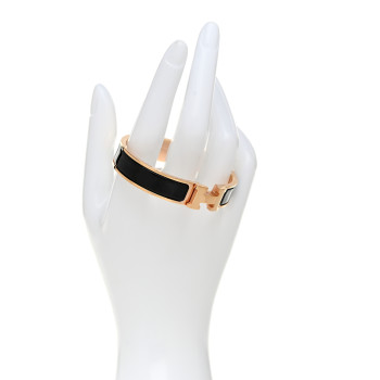 HERMES Enamel Narrow Clic Clac H Bracelet PM Black