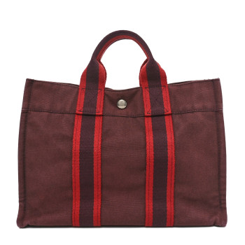 HERMES Canvas Fourre Tout PM Burgundy
