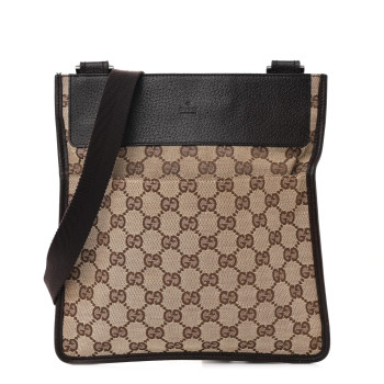 GUCCI Monogram Messenger Crossbody Bag Dark Brown