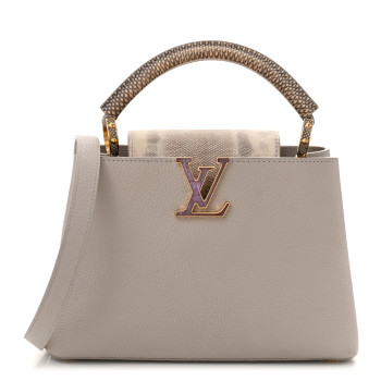 LOUIS VUITTON Taurillon Snakeskin Mother of Pearl Capucines BB Grey