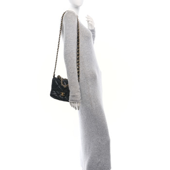 CHANEL Lambskin Quilted Small Chain Top Handle Flap Black