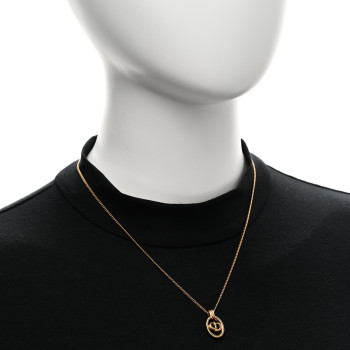 CHRISTIAN DIOR Metal CD Logo Oval Pendant Necklace Gold