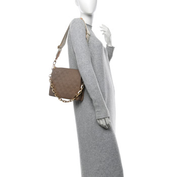 LOUIS VUITTON Lambskin Embossed Monogram Coussin PM Taupe