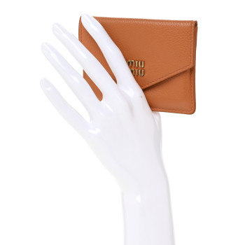 MIU MIU Vitello Phenix Card Holder Papaya