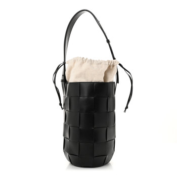 BOTTEGA VENETA Nappa Maxi Intrecciato Cassette Lantern Bucket Bag Black