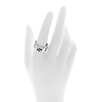 GUCCI Sterling Silver Interlocking G Chainlink Wide Band Ring 58 8.25