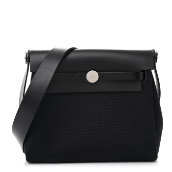 HERMES Military Toile Vache Hunter Herbag Zip Retourne 20 Black