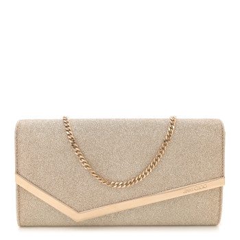 JIMMY CHOO Dusty Glitter Emmie Clutch Platinum Ice