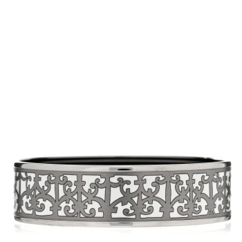 HERMES Enamel Printed Wide Balcons du Guadalquivir Bracelet 70 Silver