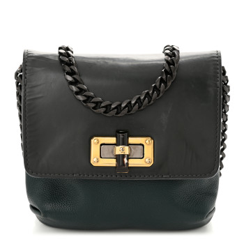 LANVIN Calfskin Mini Happy Edgy Crossbody Green