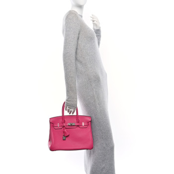 HERMES Taurillon Clemence Birkin 30 Rose Shocking