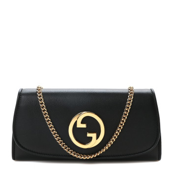 GUCCI Roxy Calfskin Blondie Continental Chain Wallet Black