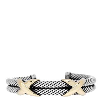 DAVID YURMAN Sterling Silver 14K Yellow Gold 10mm Double X Cable Bracelet
