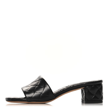 BOTTEGA VENETA Lambskin Weaving Effect Amy Sandals 37 Black