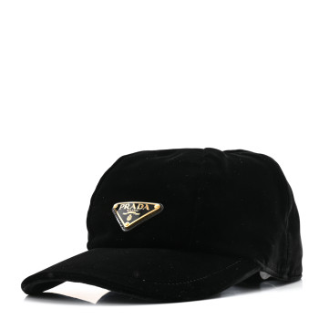 PRADA Velvet Womens Baseball Cap S Black