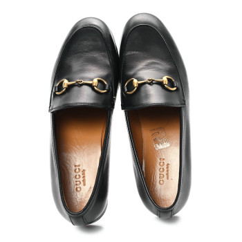 GUCCI Calfskin Womens Jordaan Loafers 36 Black